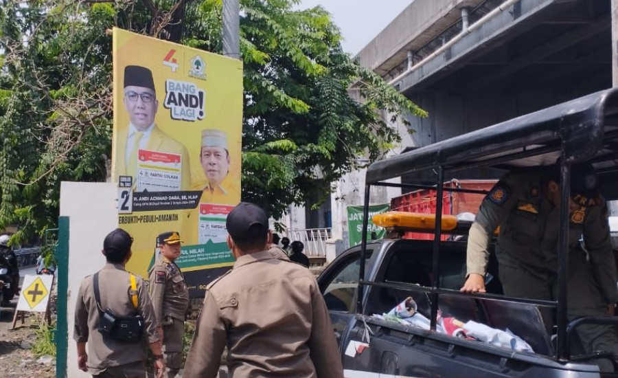 Masa Tenang, 200 Personil Satpol PP Ditambah 20 Trantib Dikerahkan Bantu Bawaslu Tertibkan APK se- Kota Tangerang