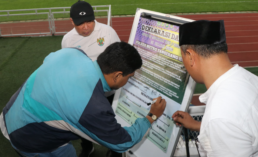 Jelang Liga 3 Nasional di Kota Tangerang, TNI-Polri Gelar Deklarasi Damai Suporter