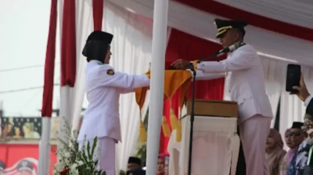 Upacara HUT RI di Teluknaga