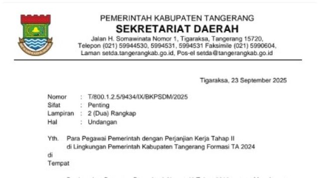 Bupati Tangerang Lantik 117 Calon PPPK