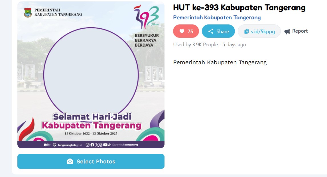 Link Twibbon Resmi HUT Ke-393 Kabupaten Tangerang
