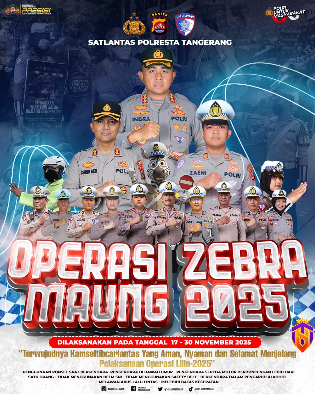 Satlantas Polresta Tangerang Gelar Operasi Zebra Maung 2025