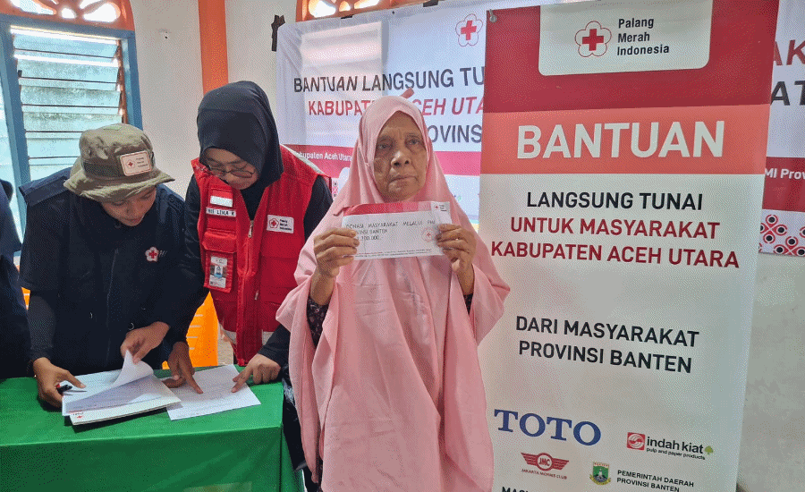 PMI Banten Salurkan Bantuan Tunai Rp1,2 Juta Korban Banjir dan Longsor di Aceh Utara