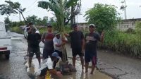 Warga Tanjung Pasir, menanam pohon di jalan