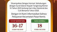 Cuti Bersama, Layanan Adminduk di Kabupaten Tangerang Tutup 16-17 Februari 2026