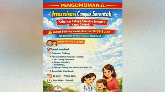 Puskesmas Teluknaga Gelar Imunisasi Serentak Mulai 30 Maret 2026