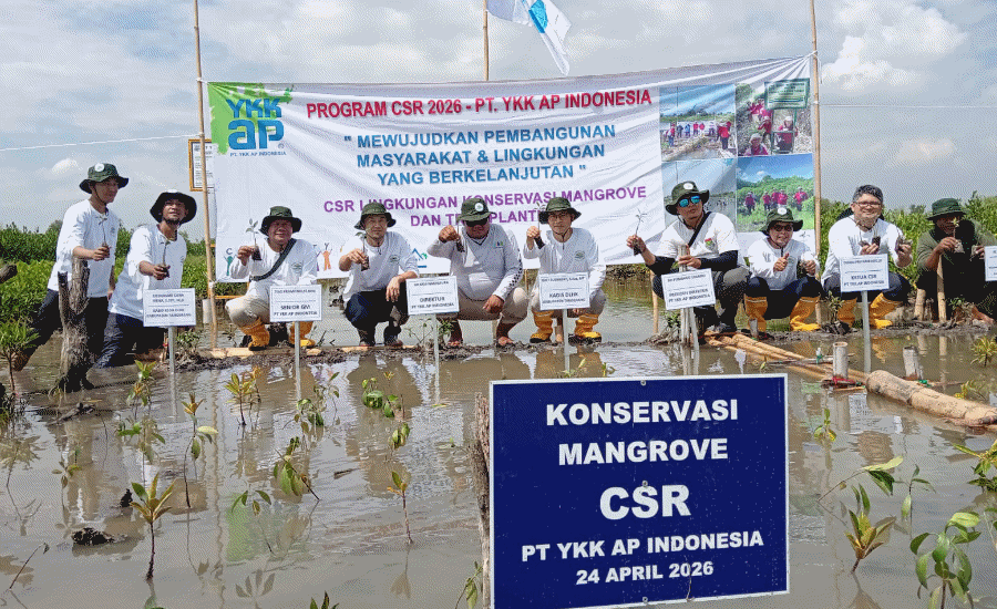 Masuki Tahun ke-11, PT YKK AP Indonesia Tanam 5.000 Mangrove di Pesisir Tangerang