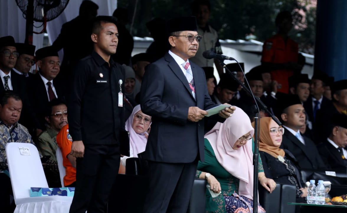 Wali Kota Tangerang, Sachrudin saat memimpin Upacara Peringatan Hari Lahir (Harlah) Pancasila Tahun 2026, di Lapangan Ahmad Yani, Kota Tangerang, Senin, 1 Juni 2026.