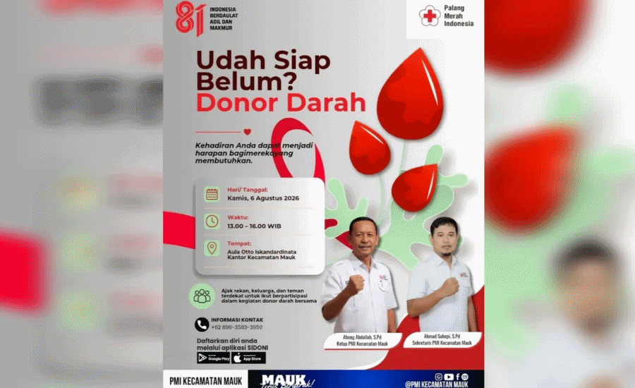 Sambut HUT ke-81 RI, PMI Kecamatan Mauk Gelar Donor Darah pada 6 Agustus 2026