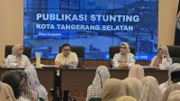 Wakil Wali Kota Tangsel Pilar Saga Ichsan (dua kiri) memberikan sambutan saat publikasi stunting 2026 di Aula Blandongam, Rabu, 16 September 2026. Tri Budi/Bantenekspres.co.id