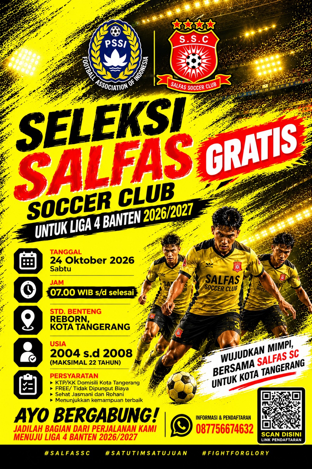 Salfas SC Buka Seleksi Gratis Liga 4 Banten, Pemain Kelahiran 2004-2008 Bisa Ikut